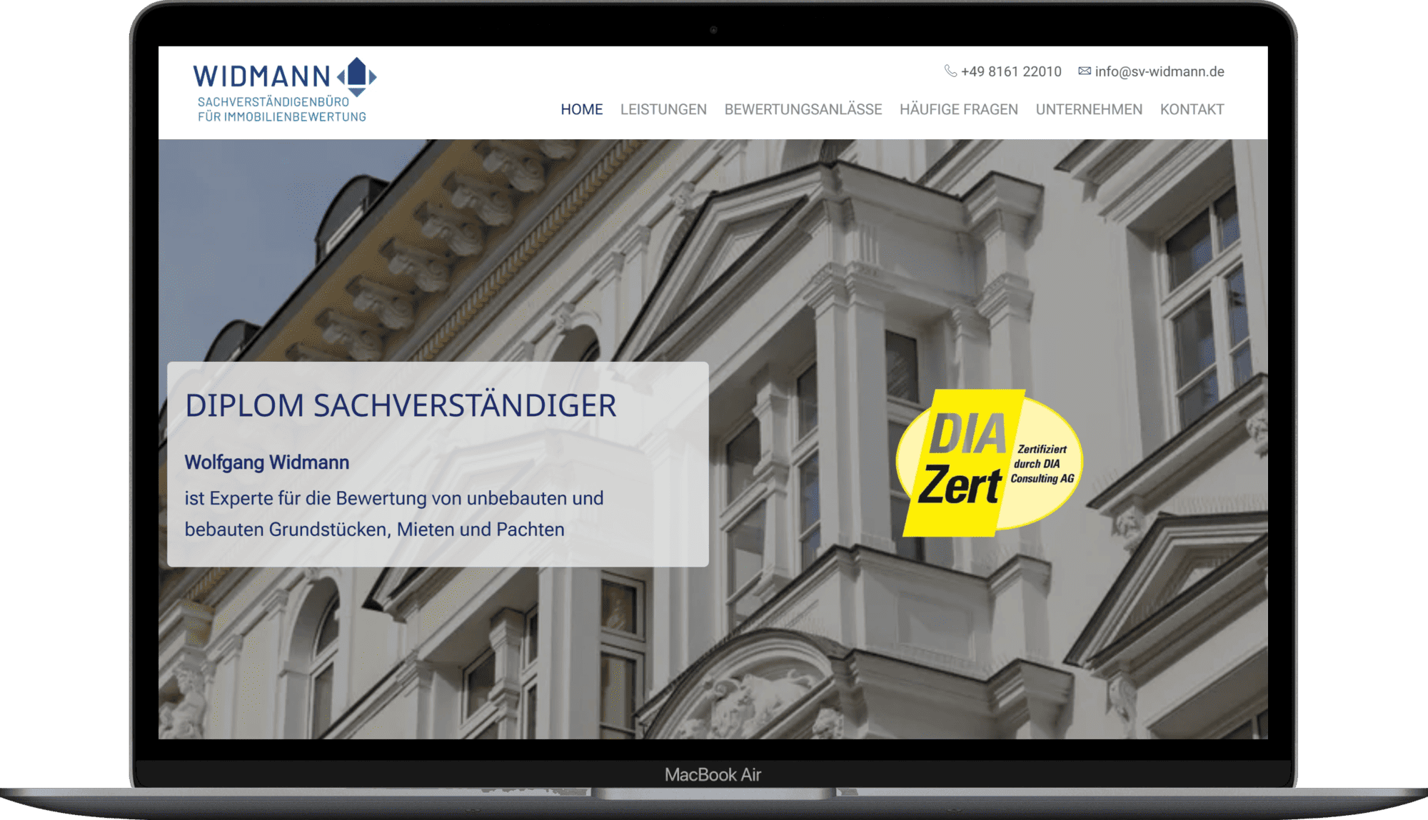 Beispiel einer Unternehmenswebsite