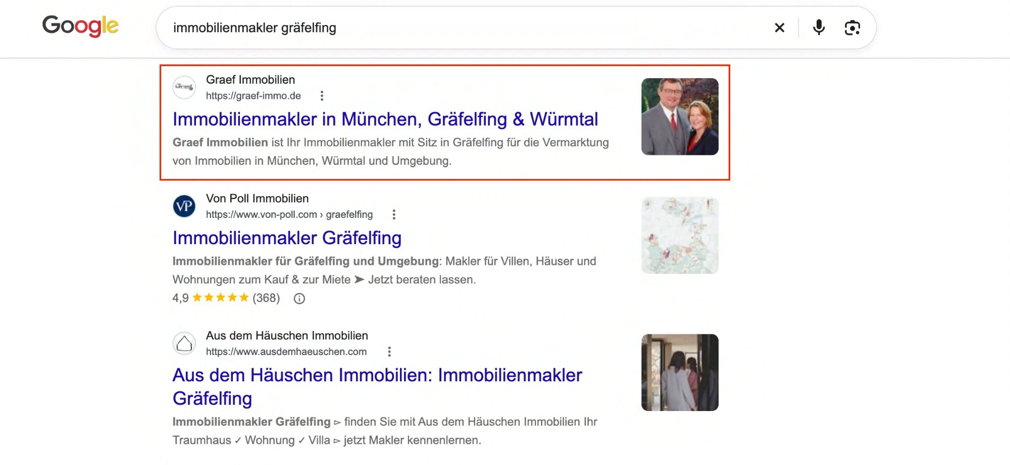Beispiel einer Google-Suche